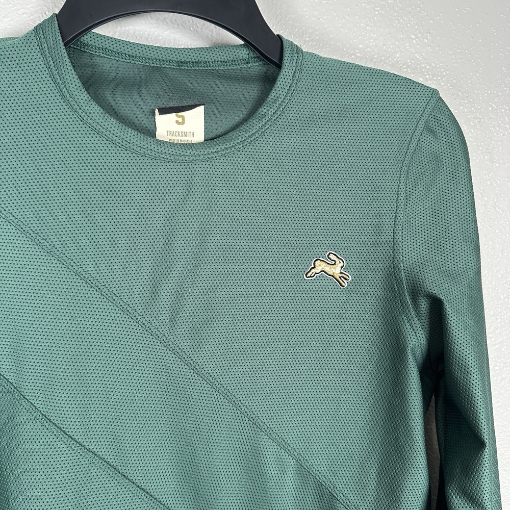 Tracksmith Van Cortlandt Long Sleeve Running Shirt Womens Small Green Mesh Sash - Picture 2 of 6